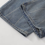 Wide Leg Pinstripe Detail Denim Jeans