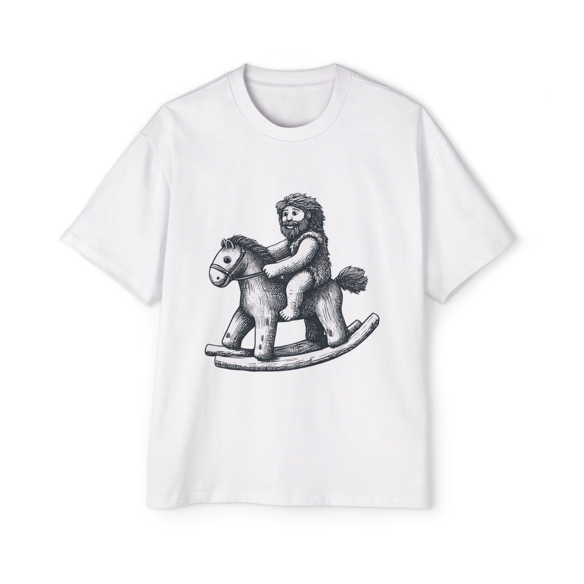 Stone Age Man Riding A Horse Graphic Tee-INNBLAC Fashion Apparel