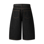 Wide Leg Embroidery Selvedge Bermuda Shorts