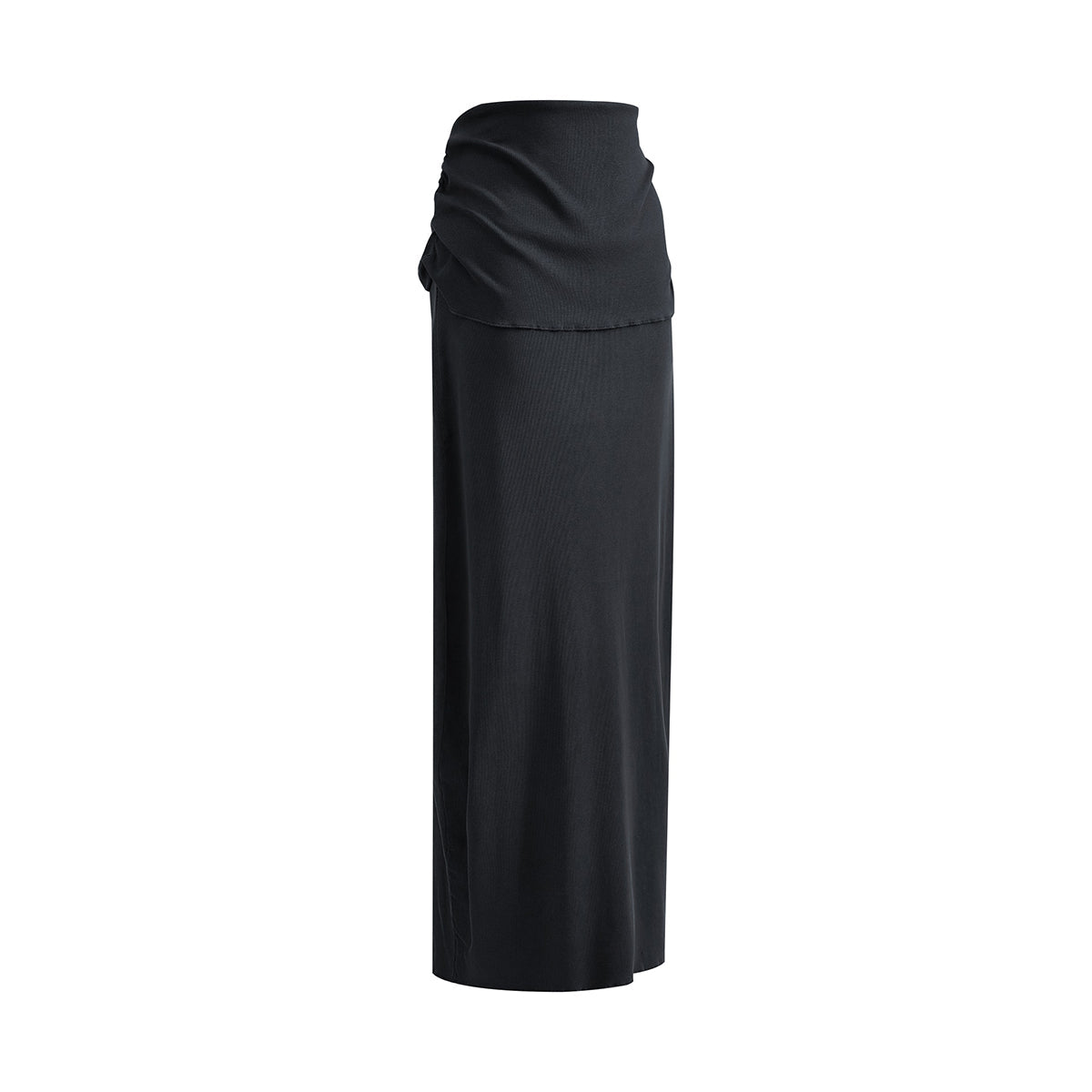 High Waist Ruched Knit Maxi Skirt