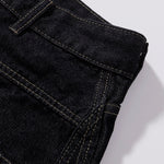 Curved Button Fly Wide-Leg Jeans