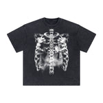Vintage Washed Skeleton Graphic Oversized Streetwear Tee