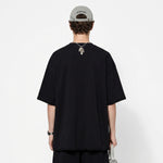 Oversized Minimal Tee Raw Edge Contrast Stitching