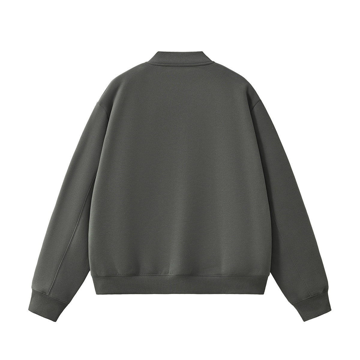 Solid Zip-Front Fleece Bomber Jacket