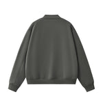 Solid Zip-Front Fleece Bomber Jacket