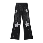 Black Rhinestone Star Appliqué Denim Jeans