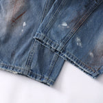 Distressed Paint Splatter Barrel-Leg Jeans