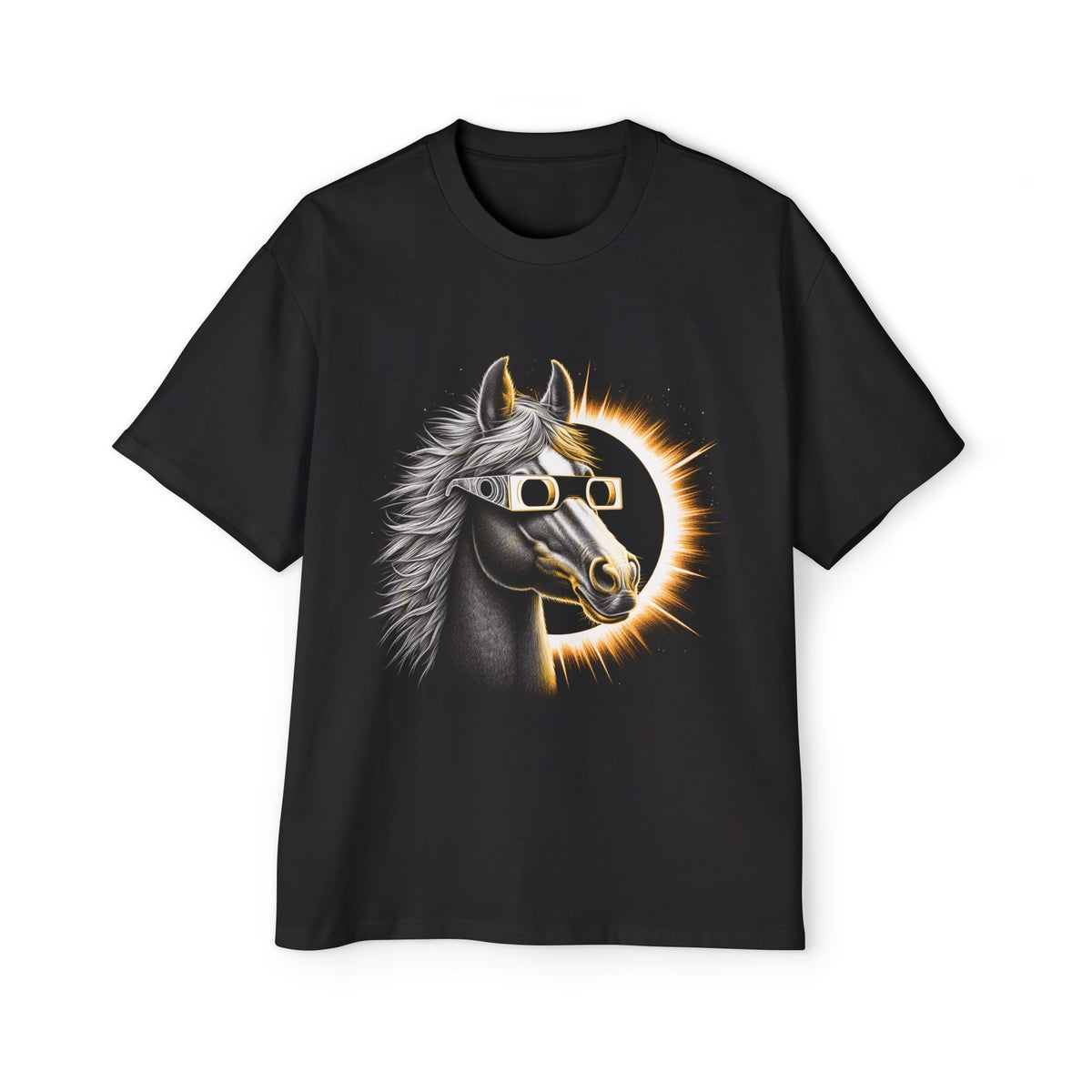 Horse Total Solar EclipseGlasses Graphic Tee-INNBLAC Fashion Apparel