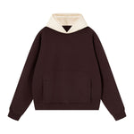 Color‑Blocked Fleece Lined Raglan Retro Loose Hoodie