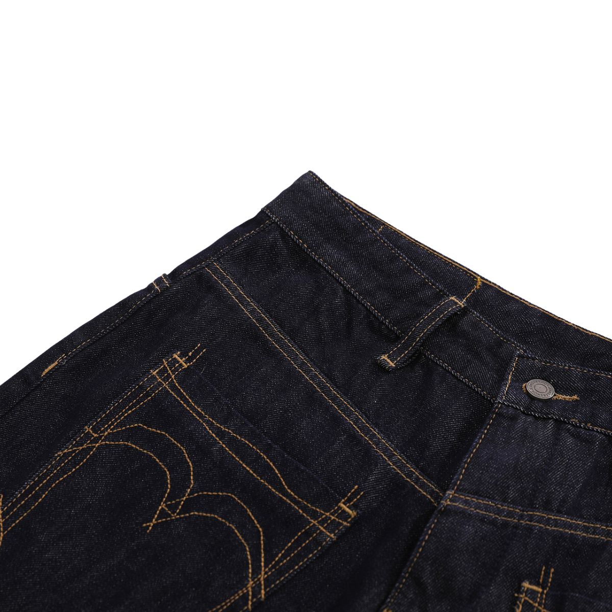 Raw Indigo Embroidered Pocket Denim Bermuda Shorts