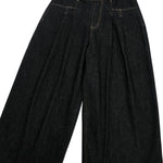 Creased Raw Denim Straight‑Leg Jeans