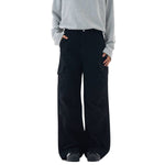 Washed Vintage Distressed High Waist Relaxed Wide Leg Draped Pants
