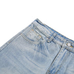 Vintage Washed Light Blue Whiskered Slim Flare Jeans