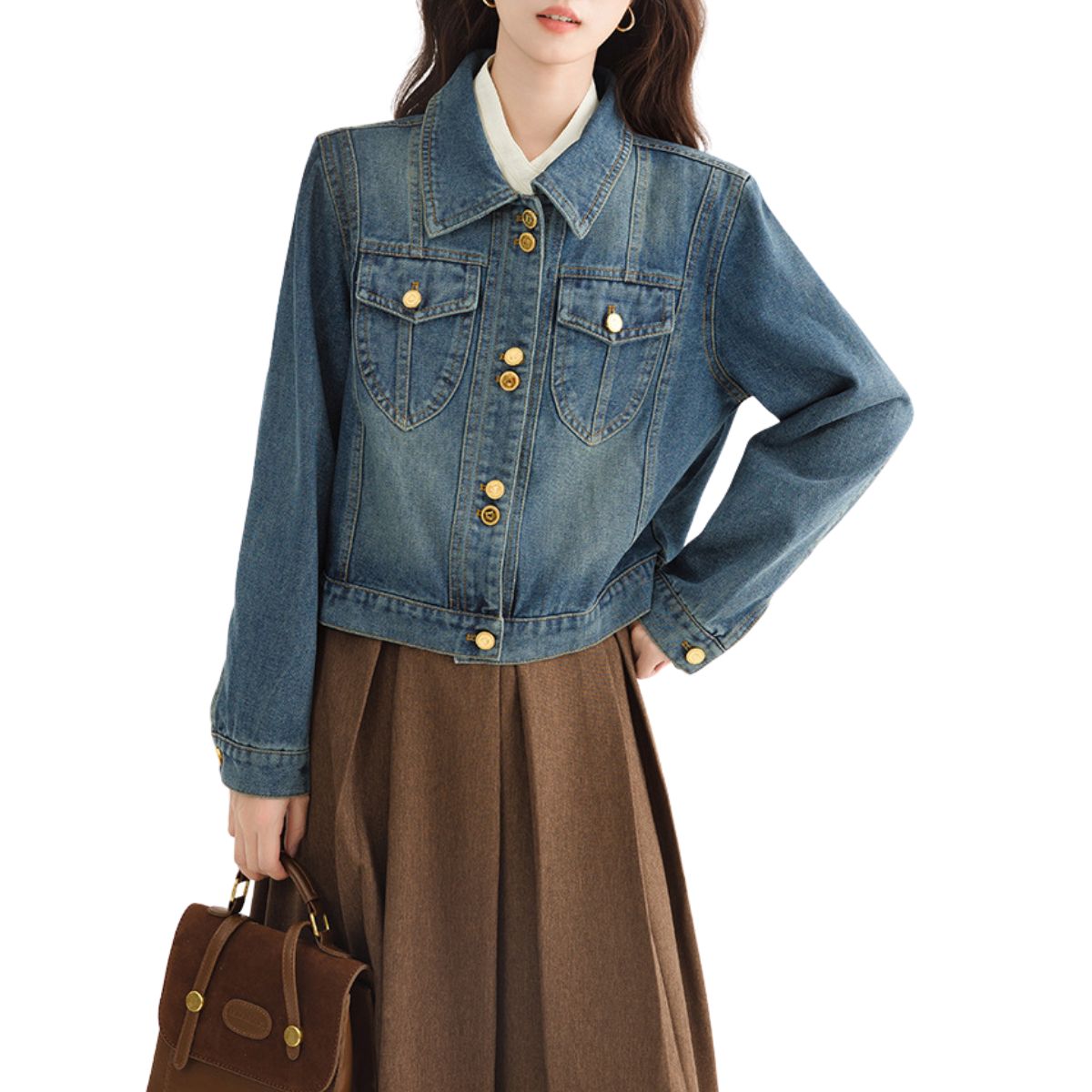 Vestido midi vaquero sin mangas con botones y aberturas en la parte delantera