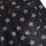 Vintage Star Print Loose Wide-Leg Denim Pants