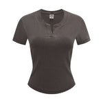 Women’s Retro Wash Fitted Stand Collar Tee