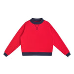 Mock Neck Sweatshirt With Contrast‑Color Stitching
