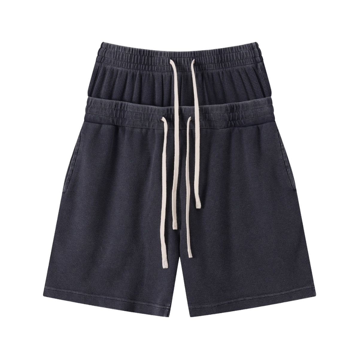 West Coast Waffle Double Waistband Snow Washed Distressed Shorts