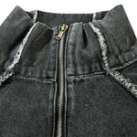 Oversized Stand-up Collar Washed Distressed Denim Jacket