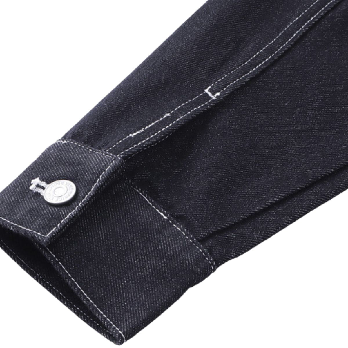 Unisex Textured Silhouette Slim Fit Workwear Denim Jacket