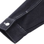 Unisex Textured Silhouette Slim Fit Workwear Denim Jacket