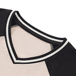 Fitted Color Splice Flare Sleeve Feminine Tee