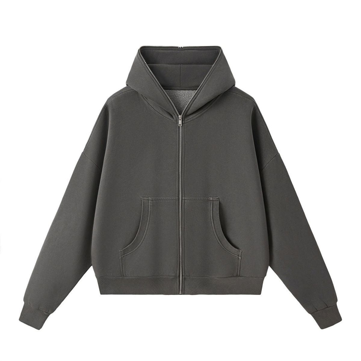 Vintage Washed Boxy Full Zip Hoodie Jacket