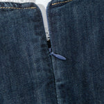 Falda vaquera con bordado de perlas y lavado vintage