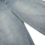 Men's Washed Distressed Denim Pants Vintage American Loose Wide Leg