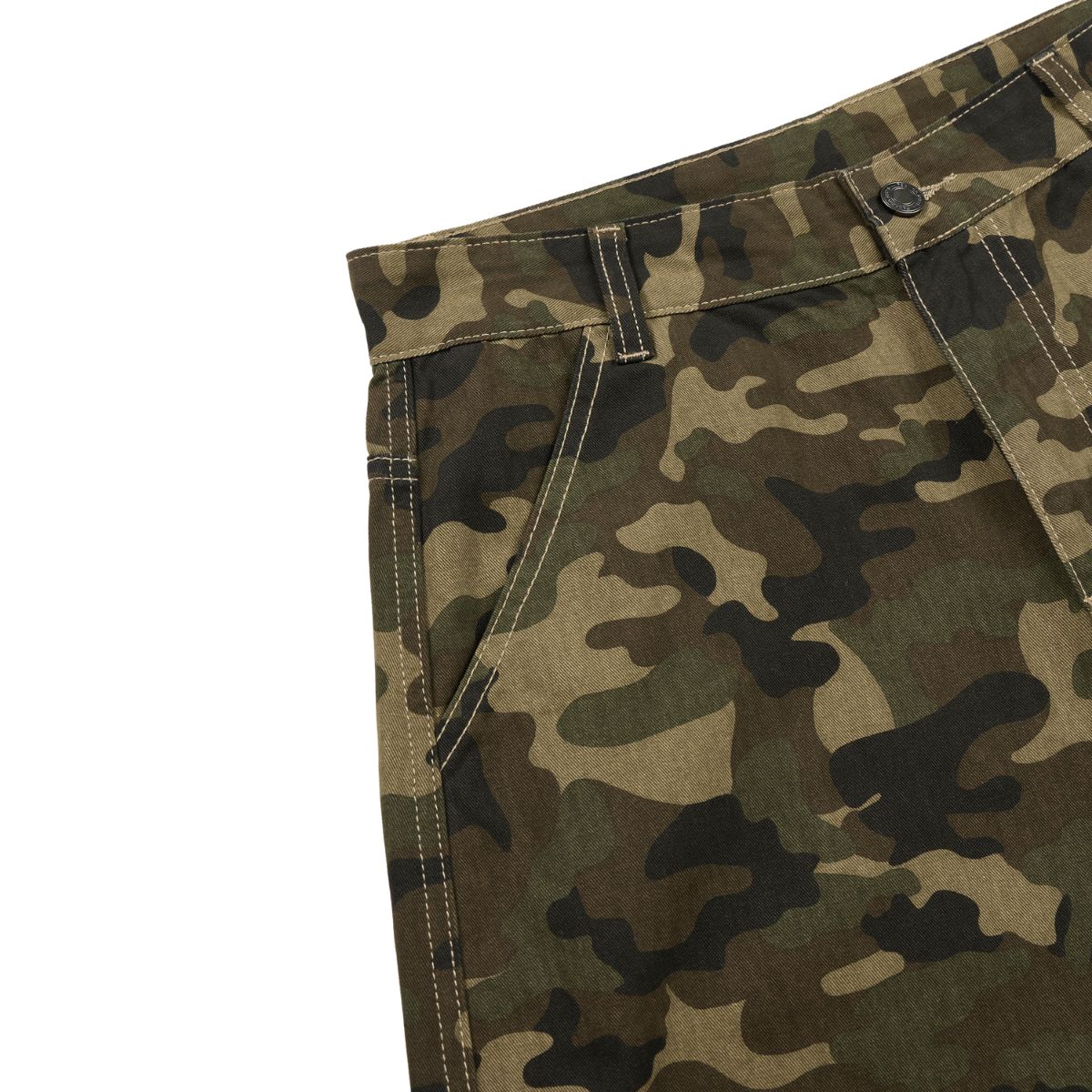 Camouflage Curved‑Blade Cargo Pants
