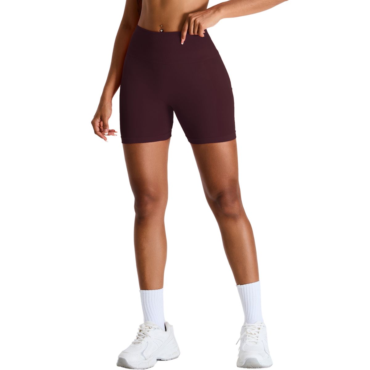 Pantalones cortos de running de tiro alto sin costuras