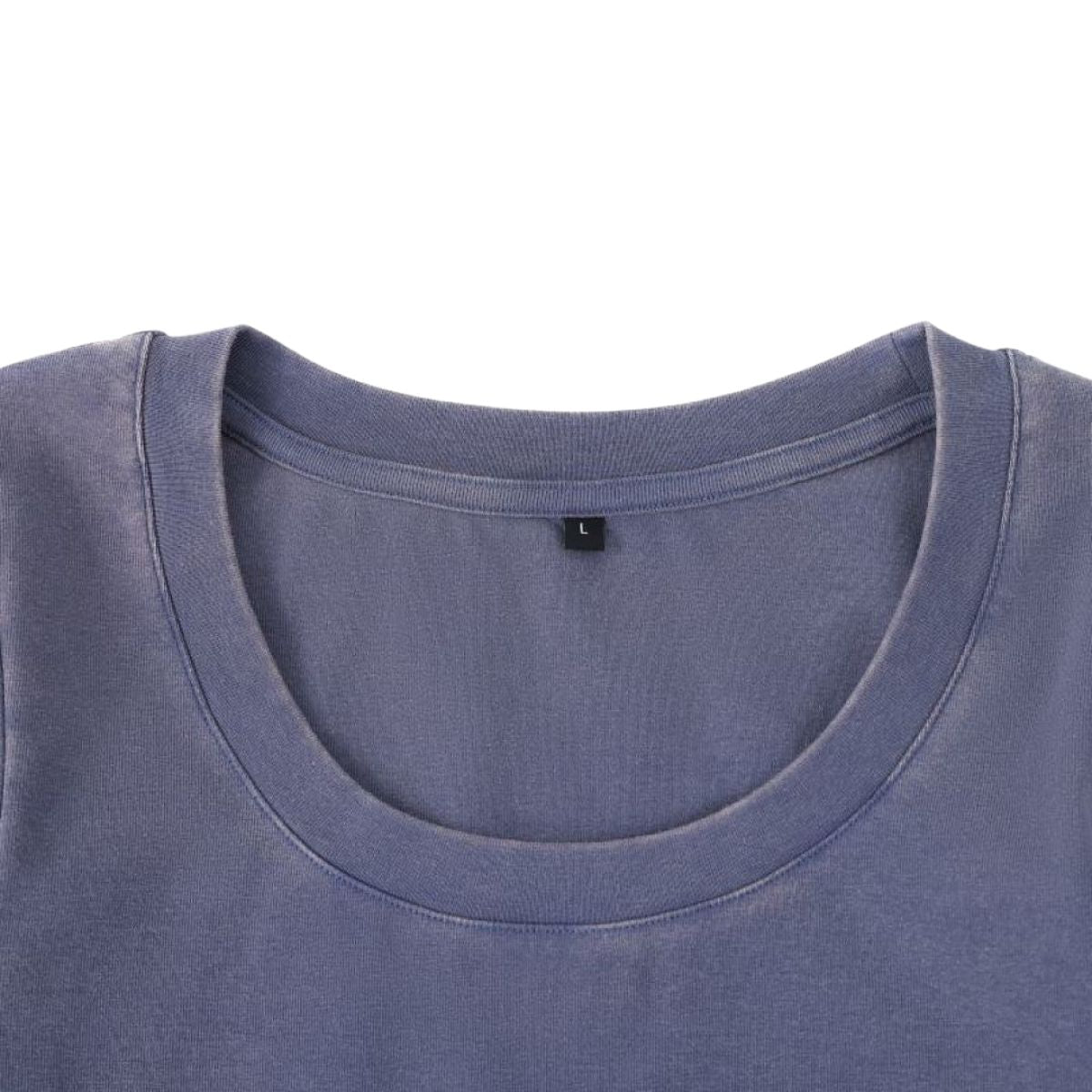 Women's Cotton Snow Wash U Neck Long Sleeve Cropped T-Shirt