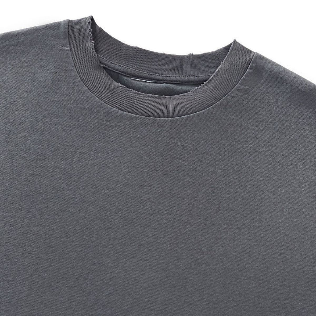 Acid‑Wash Distressed Layered‑Look Contrast Long Sleeve T‑Shirt