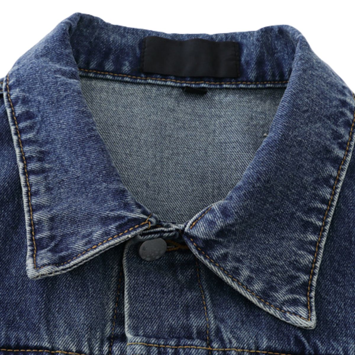 Unisex Commuter Workwear Style Single-breasted Lapel Straight Denim Jacket