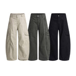 Pantalones de algodón con pierna ancha y color liso