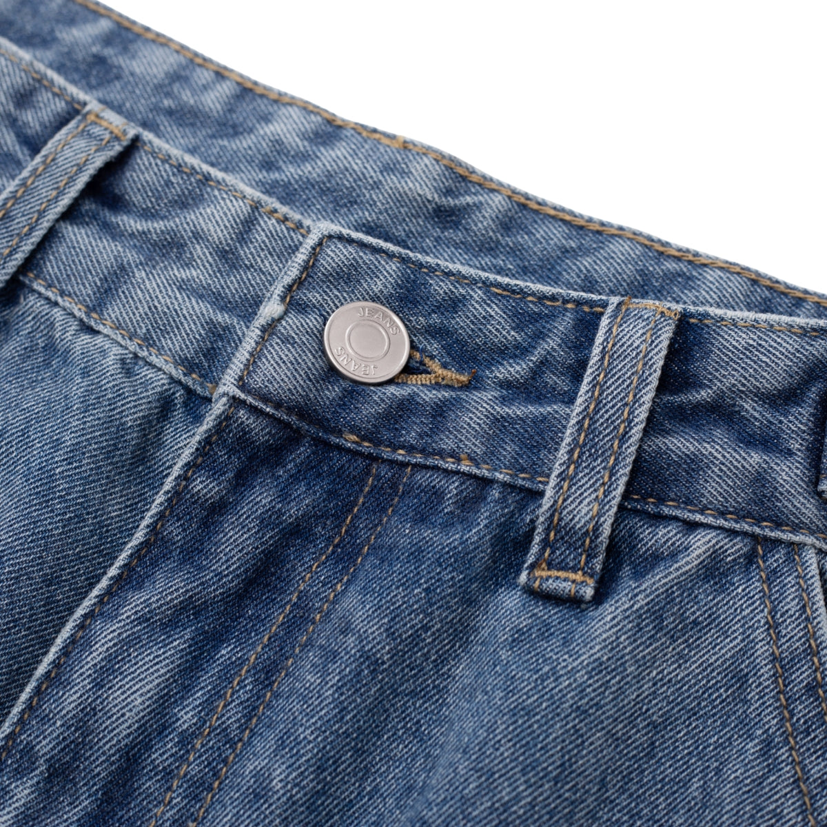 Pleated Vintage Wash Denim Baggy Jeans