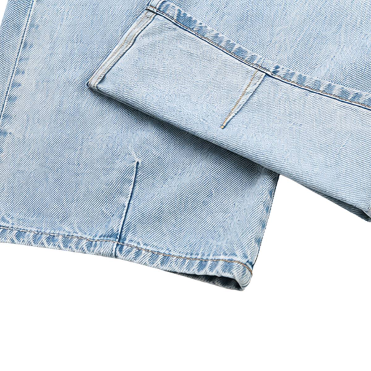 Vintage Washed Ripped Wide Leg Straight Denim Jeans