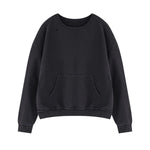 Loose Crew Neck Raw Edge Washed Sweatshirt