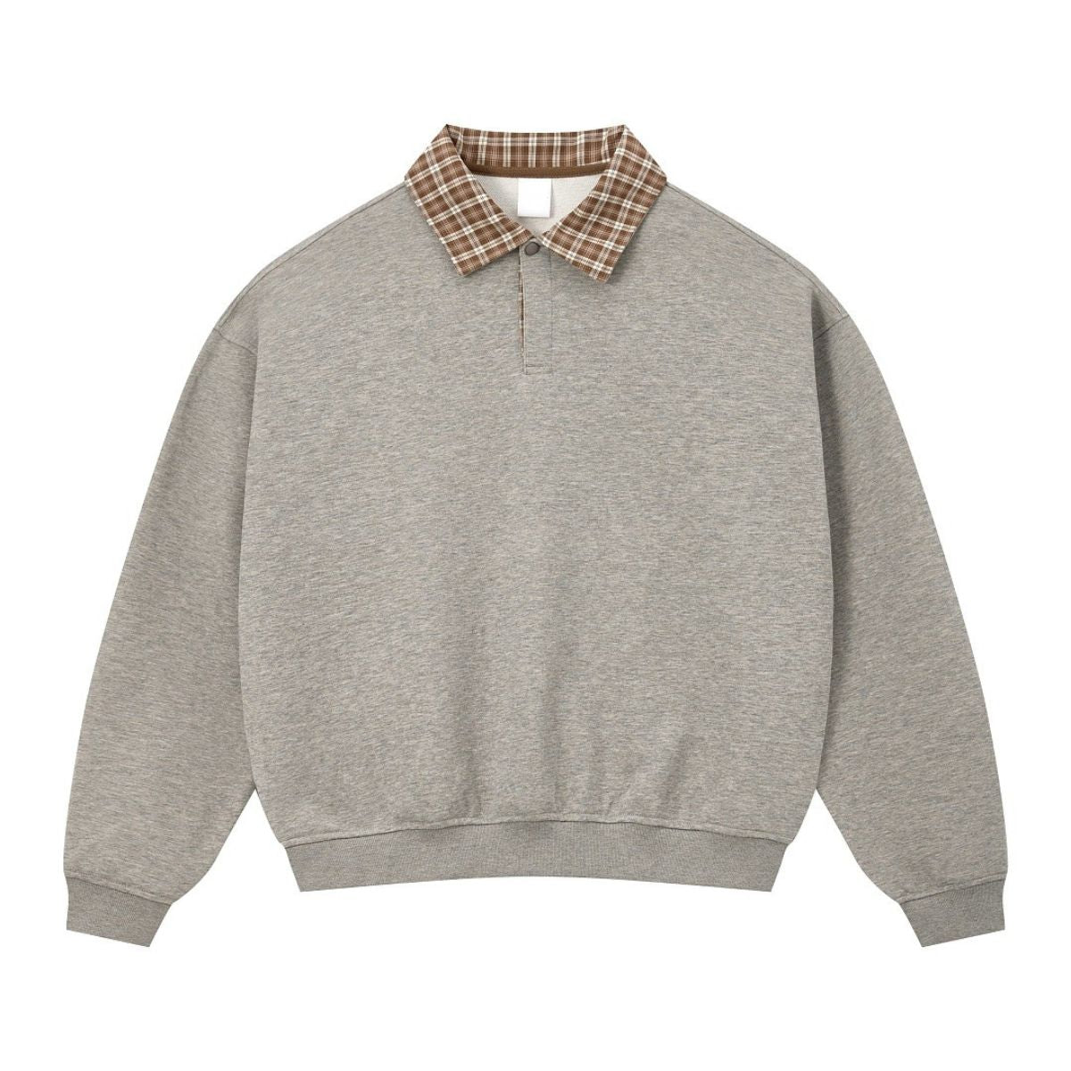 Quiet Luxury Old Money Color‑Contrast Plaid Half‑Zip Polo Sweatshirt