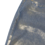 Falda vaquera con bordado de perlas y lavado vintage