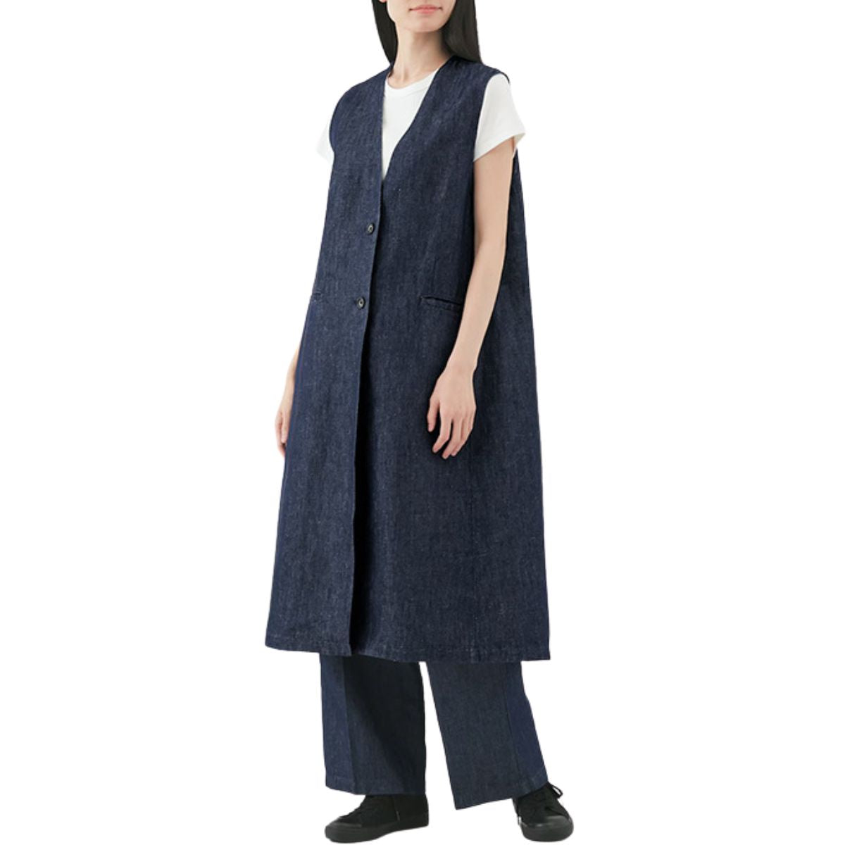 Women' s Twill Denim Long Vest