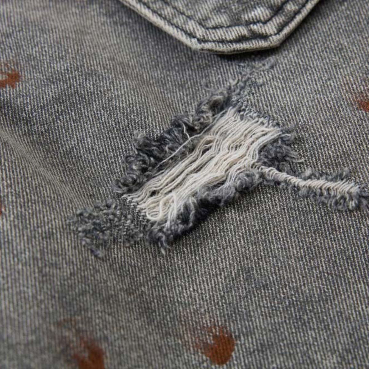 Men's Distressed Washed Denim Cargo Pants Wide Leg Paint Tie-Dye Unique