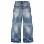 Vintage Stone Wash Relaxed Straight Leg Denim Jeans