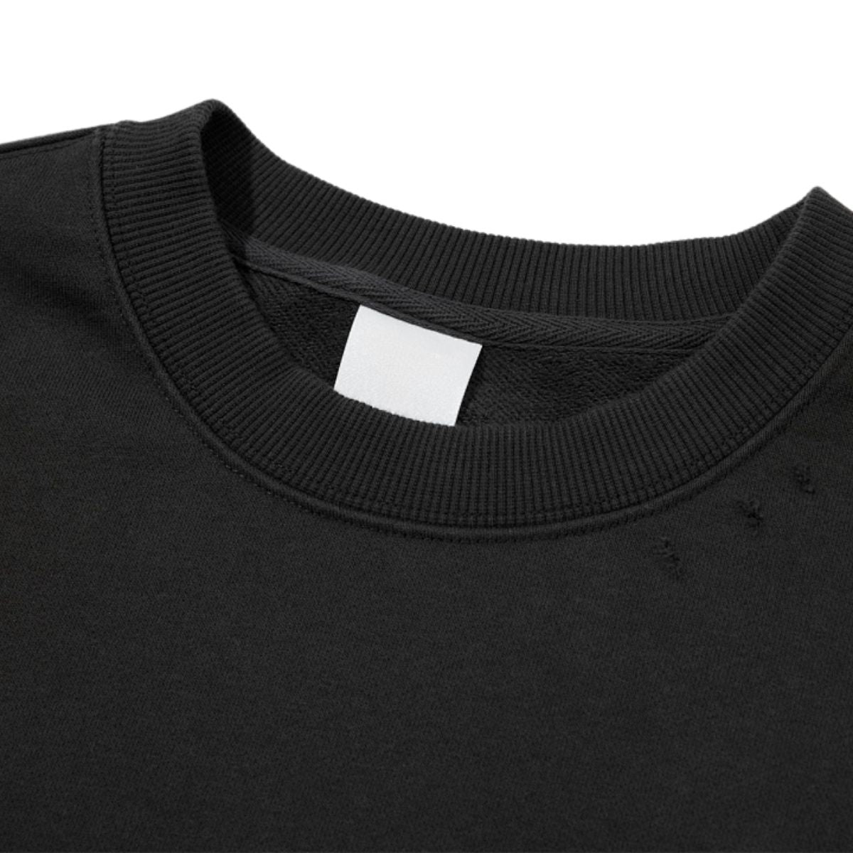 Heavyweight Solid Distressed Crew Neck Sweatshirt