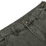 Men's Distressed Washed Denim Cargo Pants Punk Street Loose Zipper