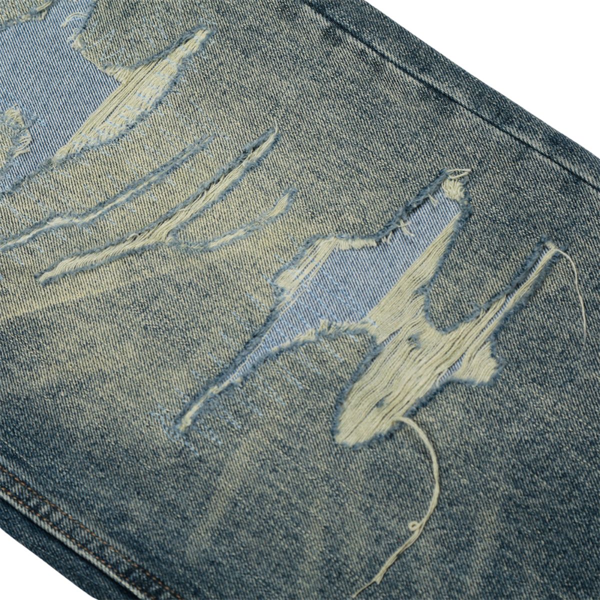 Men's Distressed Gradient Washed Denim Pants Loose Punk Street