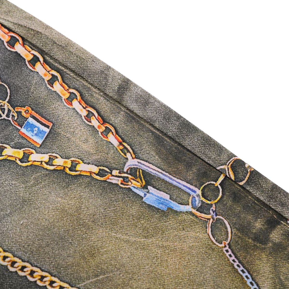 Vintage Washed Chain Graphic Straight Leg Jeans