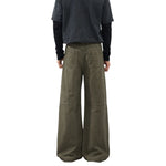 Vintage Washed Seam‑Detail Wide Leg Trousers