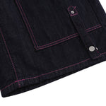 Washed Contrast Star Heart Embroidered Button Wide-Leg Bermuda Shorts