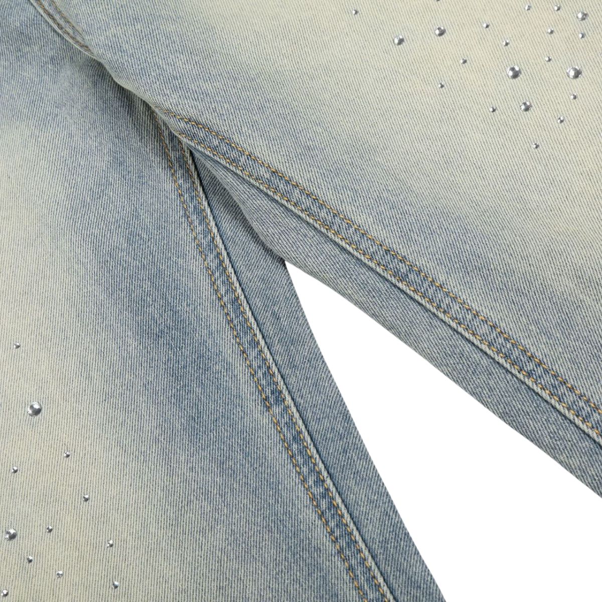Rhinestone Washed Flare Jeans